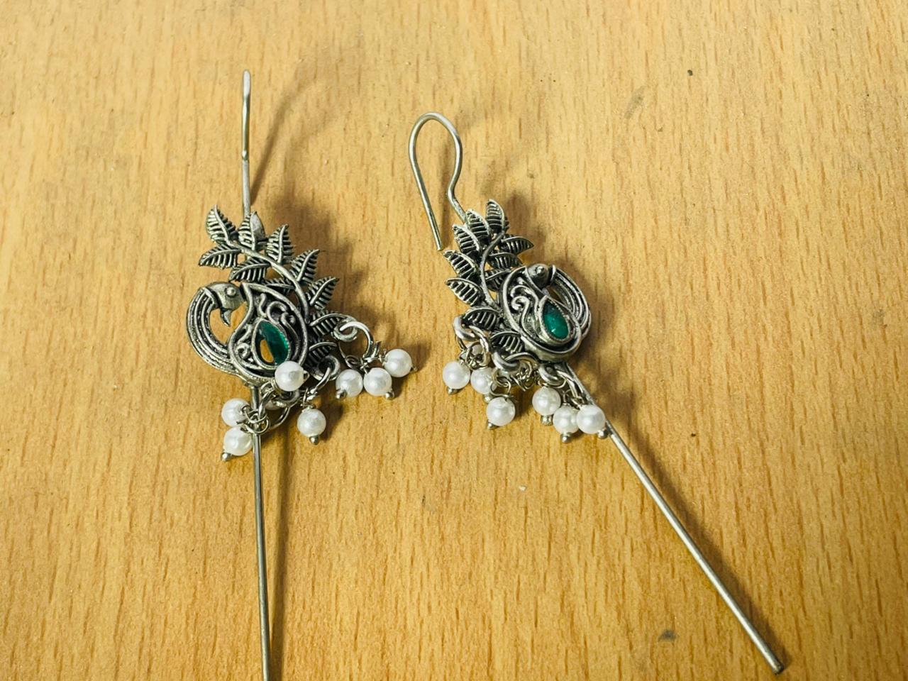 Handcrafted Oxidised Silver Pink Stone Adjustable Ring