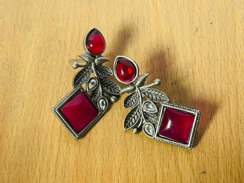 Handcrafted Oxidised Silver elephant Jhumka Earrings