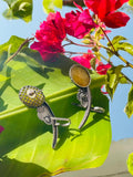 Handcrafted Oxidised Silver Yellow Stone Adjustable Ring