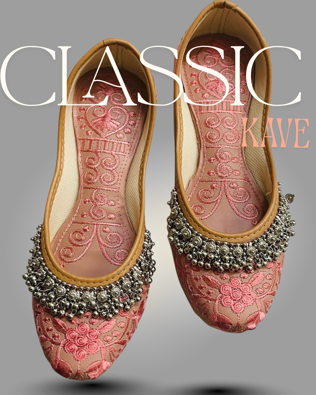 Gulabi Phulwari Jutti - Rose Bloom Pink with Chime Ghungroos