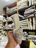 Heel Jutti white Color and Elephant Pattern